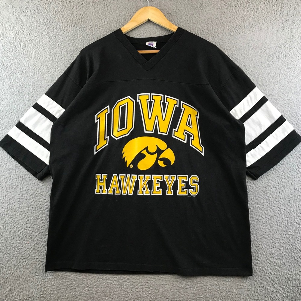 Iowa Hawkeyes Logo 7 Vintage Black College Football‎ Jersey T-Shirt XL